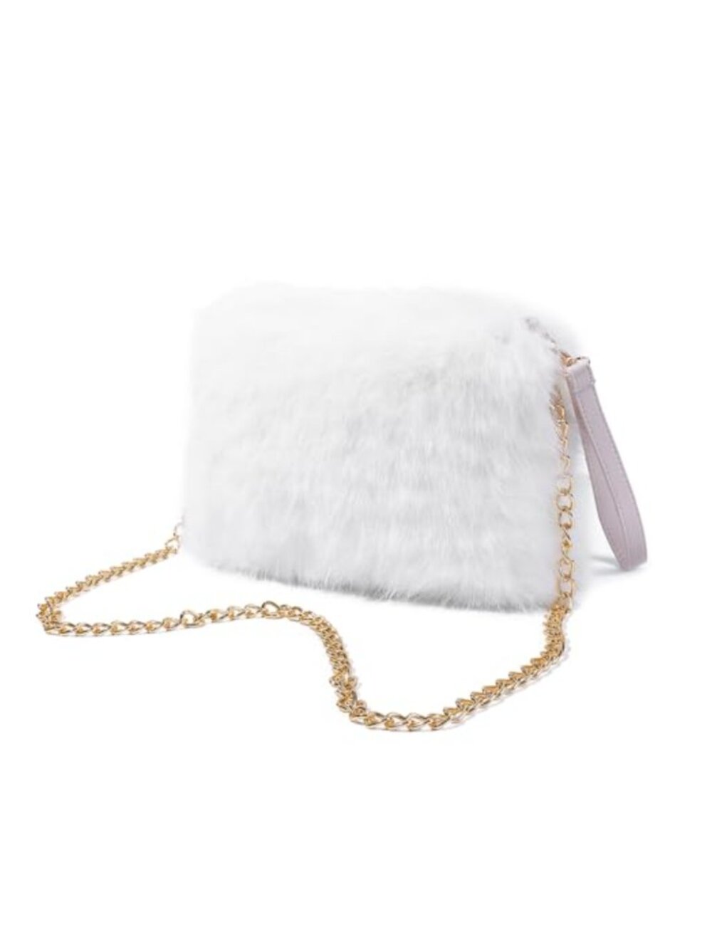 Faux Fur Evening Handbag Wristlet with Shoulder Strap for Women